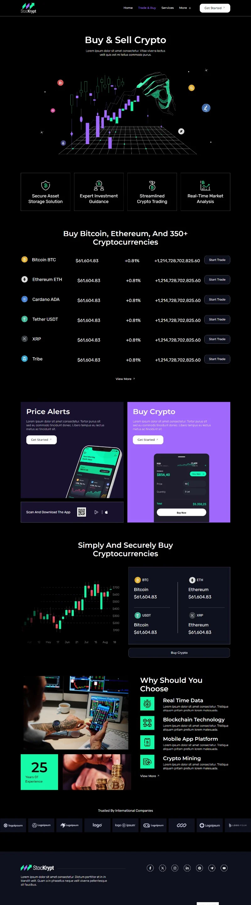金融/投资 Elementor 模板交易页面预览