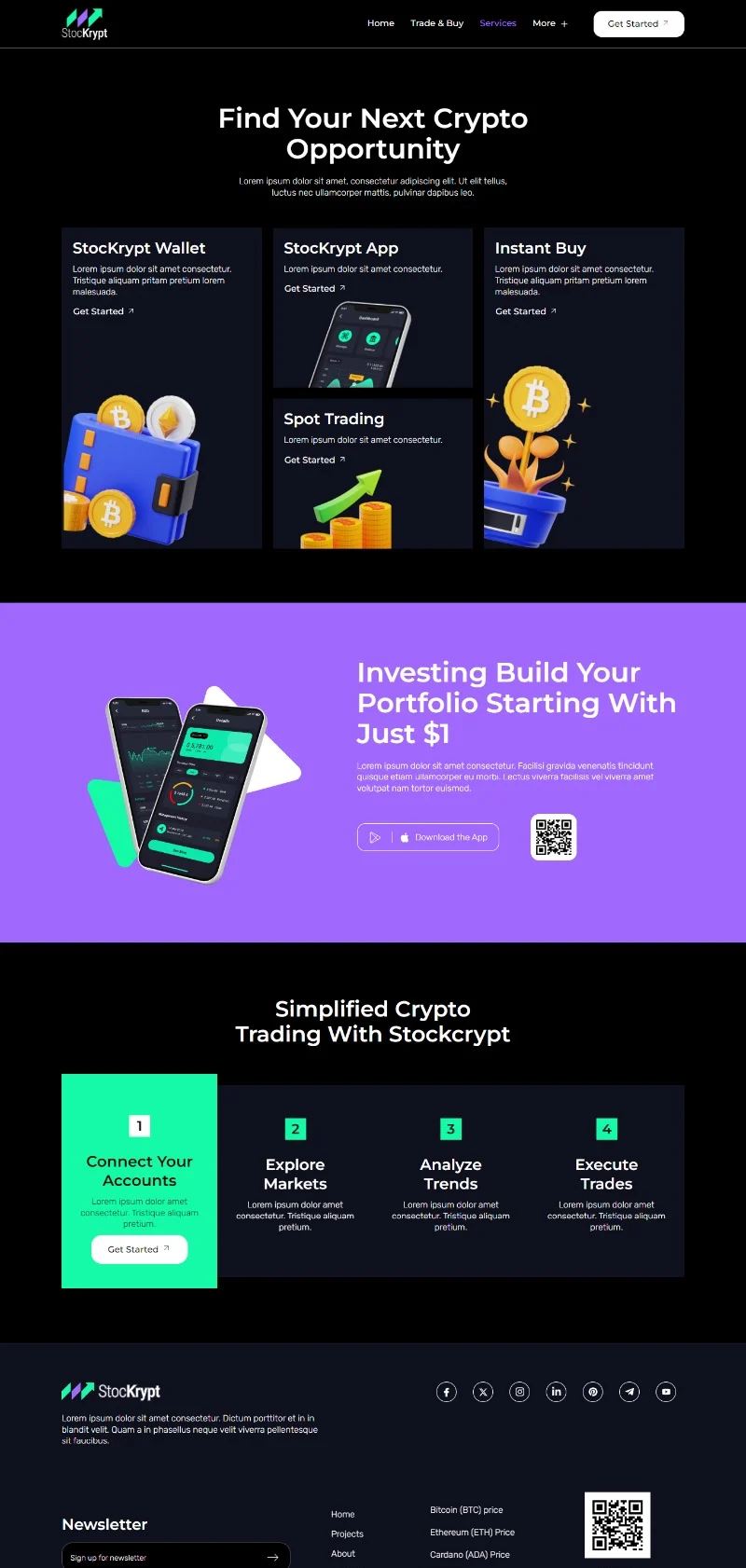 金融/投资 Elementor 模板服务页面预览