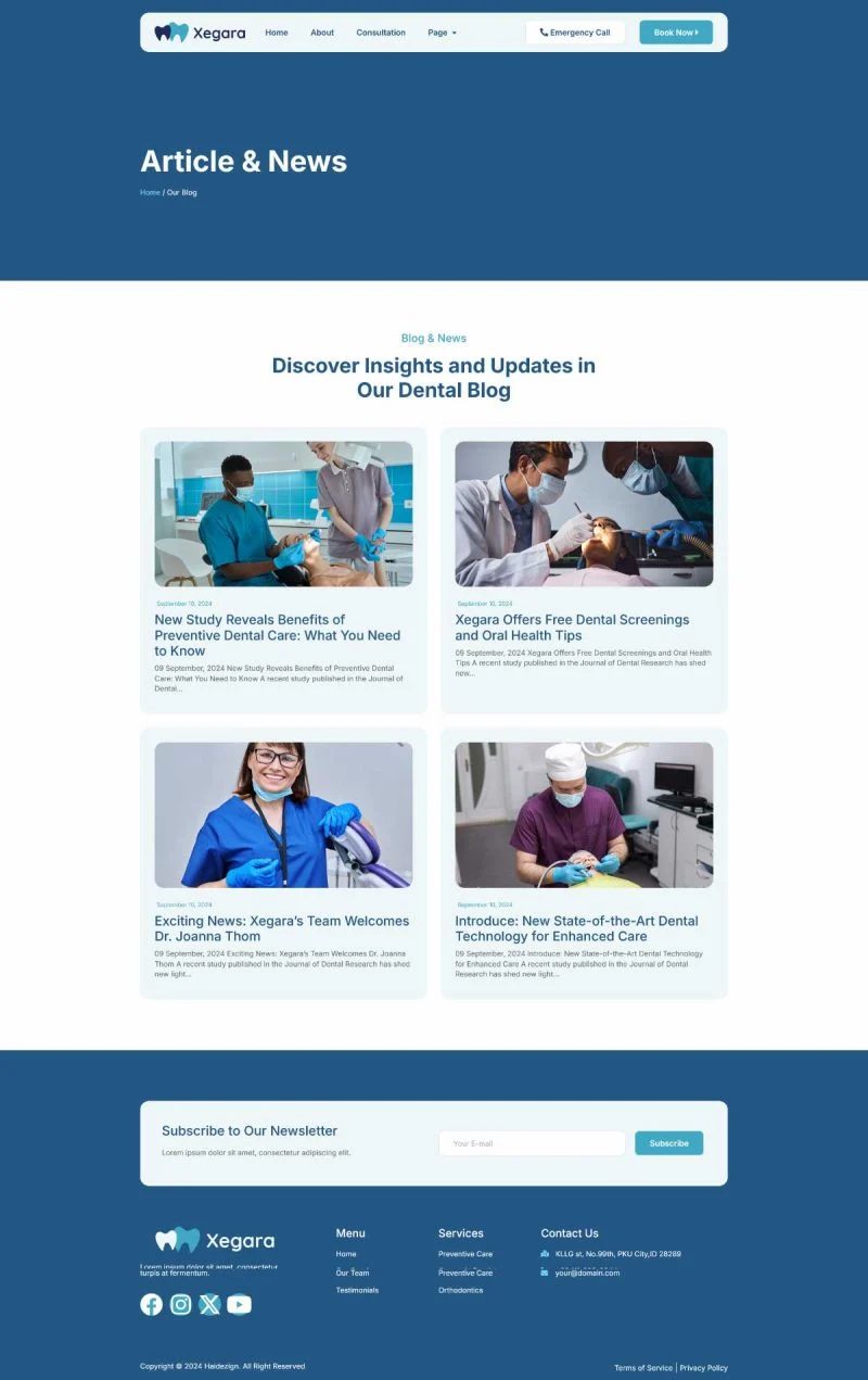 健康/医药 Elementor 模板博客页面预览