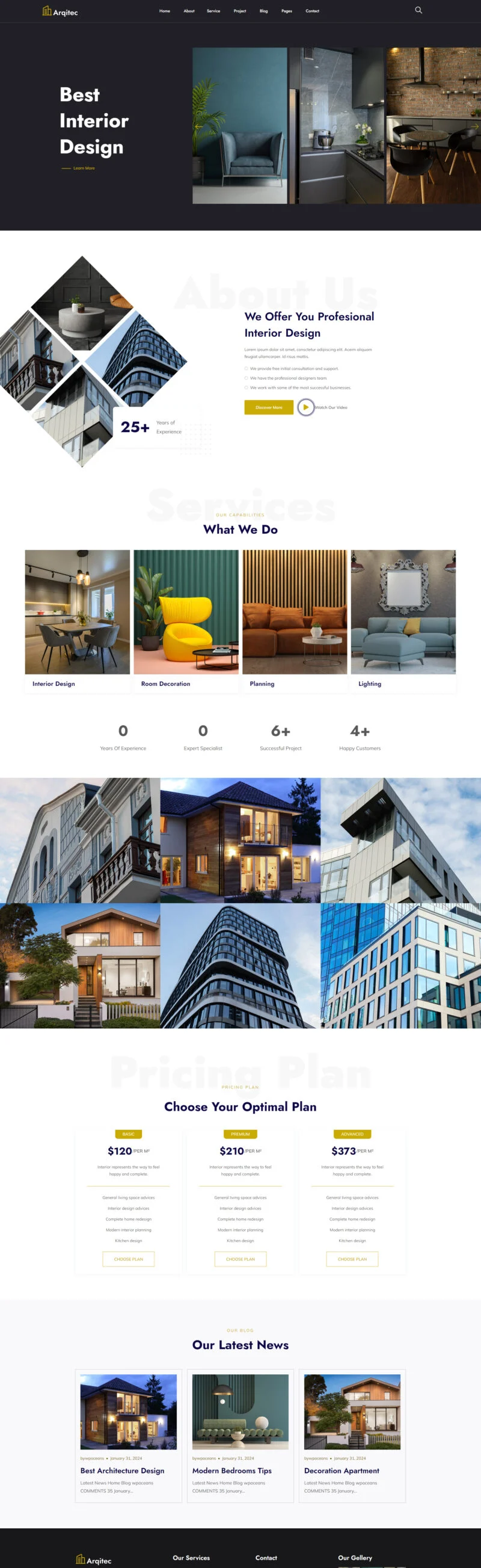 建筑室内设计事务所Elementor网站模板_一键导入快速建站插图3-WP资源海 建筑/地产 Elementor 模板首页预览