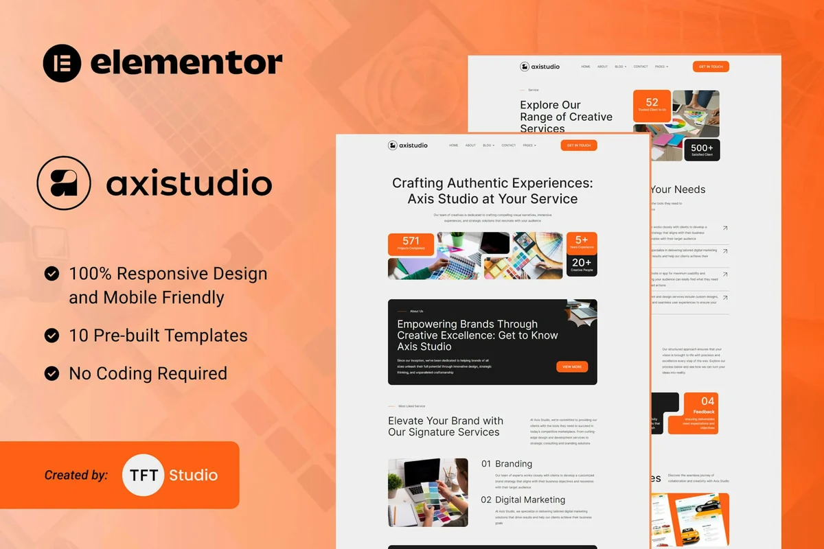 品牌创意工作室Elementor网站模板_一键导入快速建站插图-WP资源海 艺术/设计 Elementor 网站模板封面