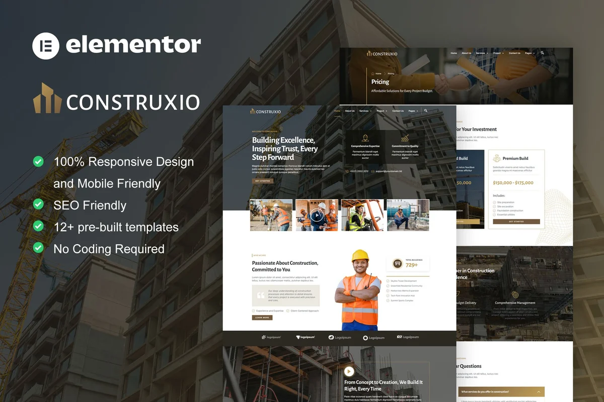 建筑公司Elementor网站模板_一键导入快速建站插图-WP资源海 建筑/地产 Elementor 网站模板封面
