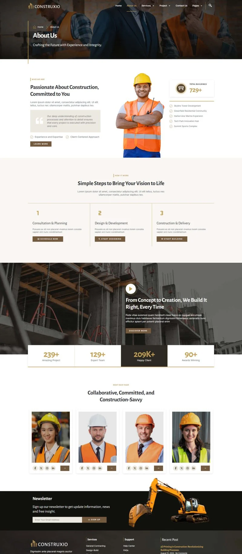 建筑公司Elementor网站模板_一键导入快速建站插图2-WP资源海 建筑/地产 Elementor 模板关于我们预览