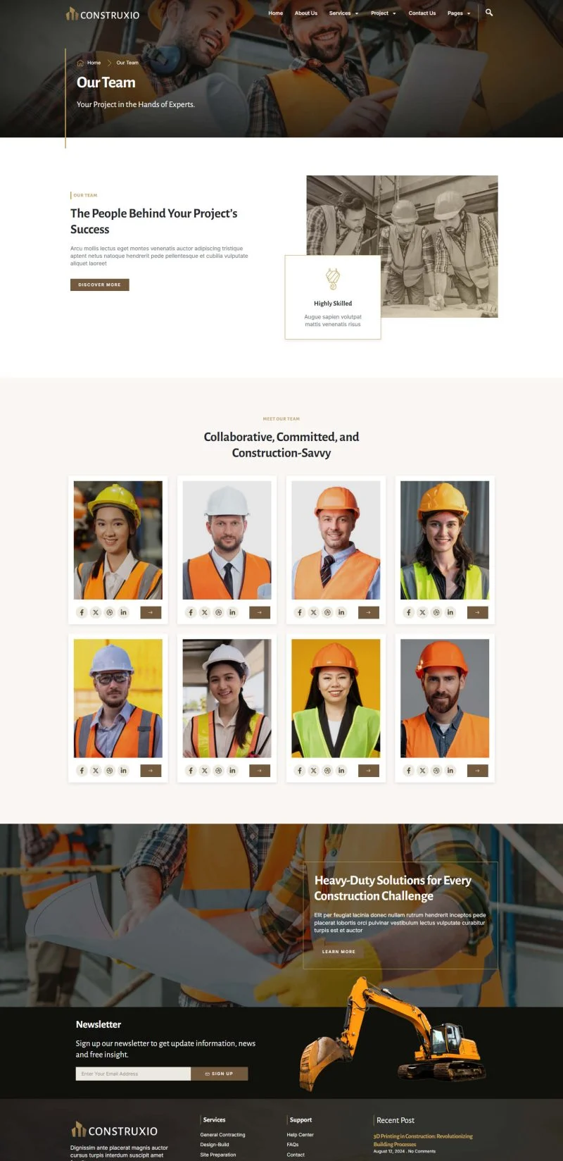 建筑公司Elementor网站模板_一键导入快速建站插图6-WP资源海 建筑/地产 Elementor 模板团队页面预览