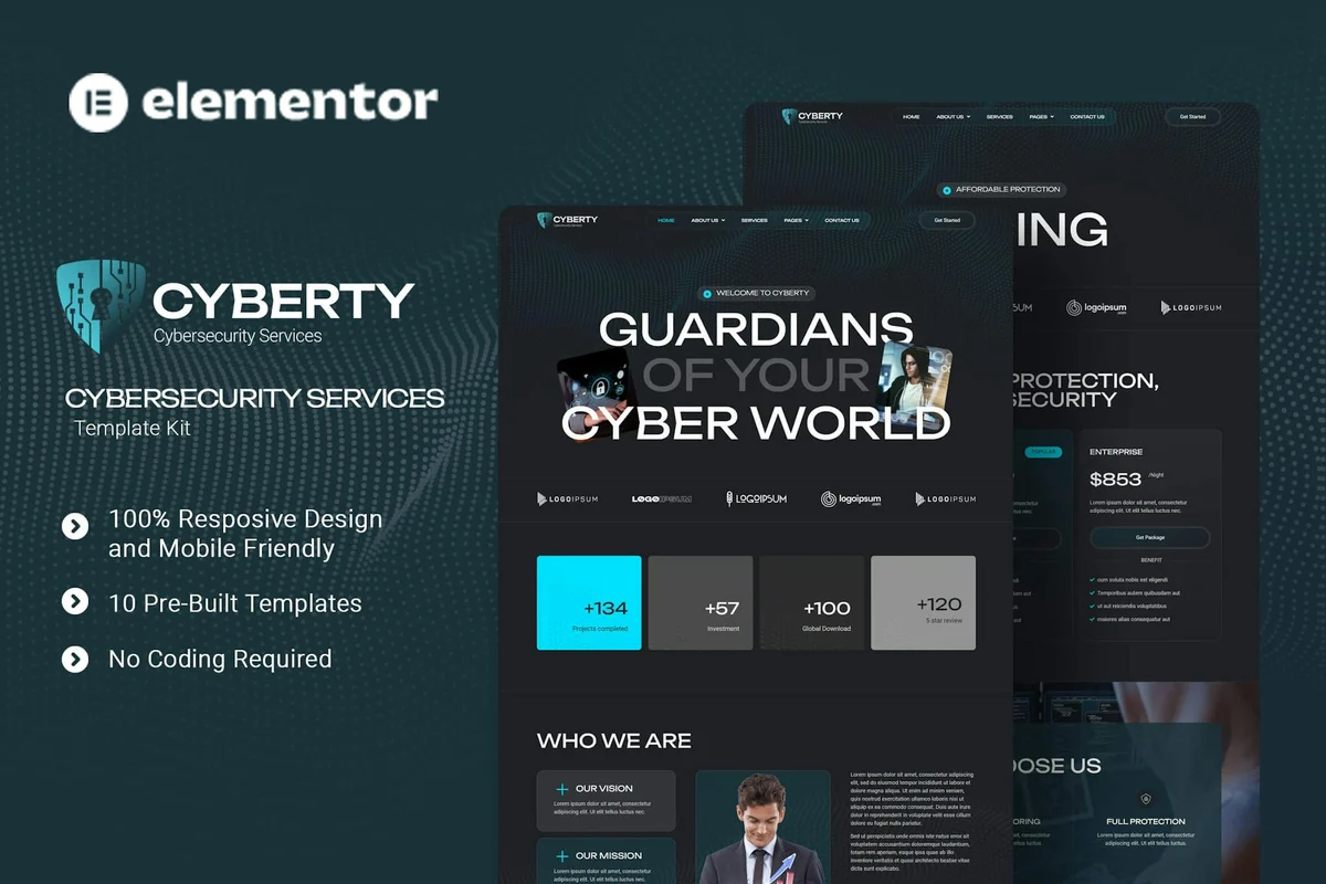 信息安全Elementor网站模板_一键导入快速建站插图-WP资源海 IT互联网 Elementor 网站模板封面