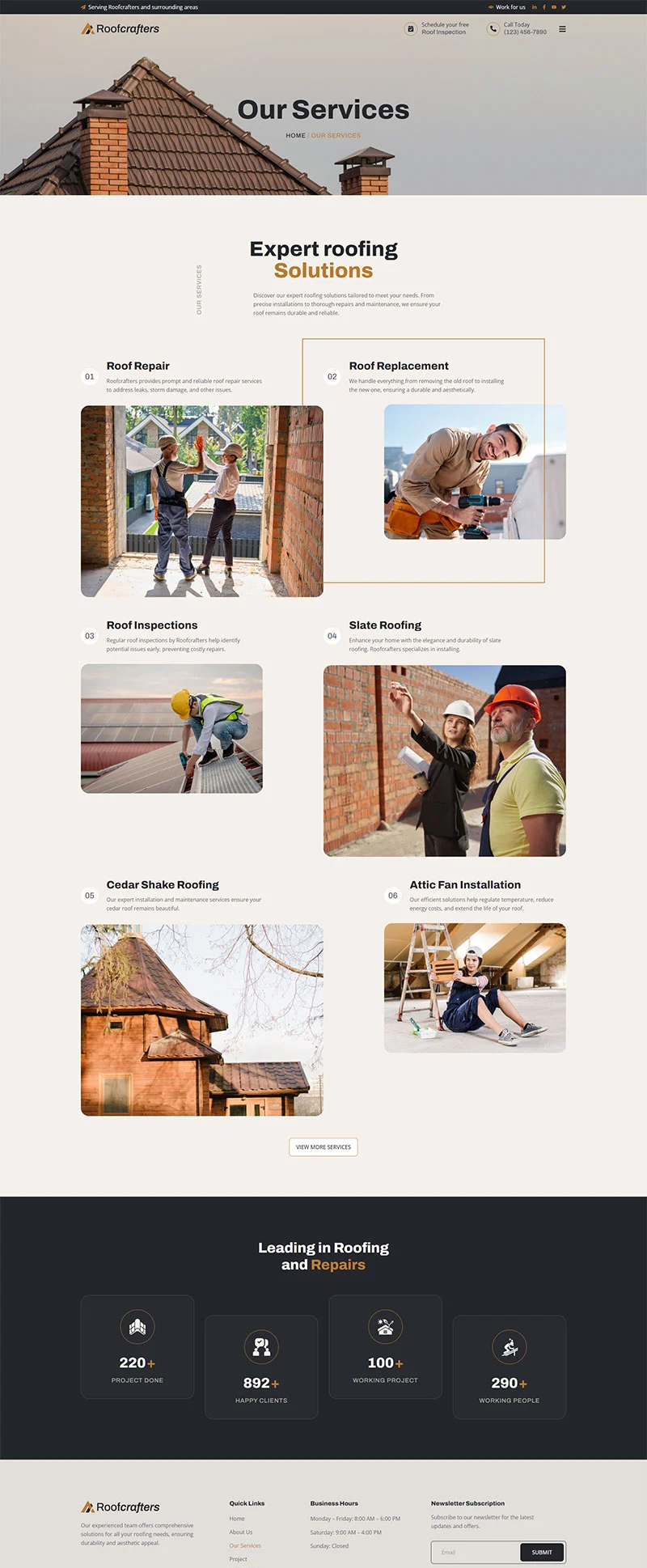 屋顶修造企业Elementor网站模板_一键导入快速建站插图6-WP资源海 企业 Elementor 模板服务页面预览