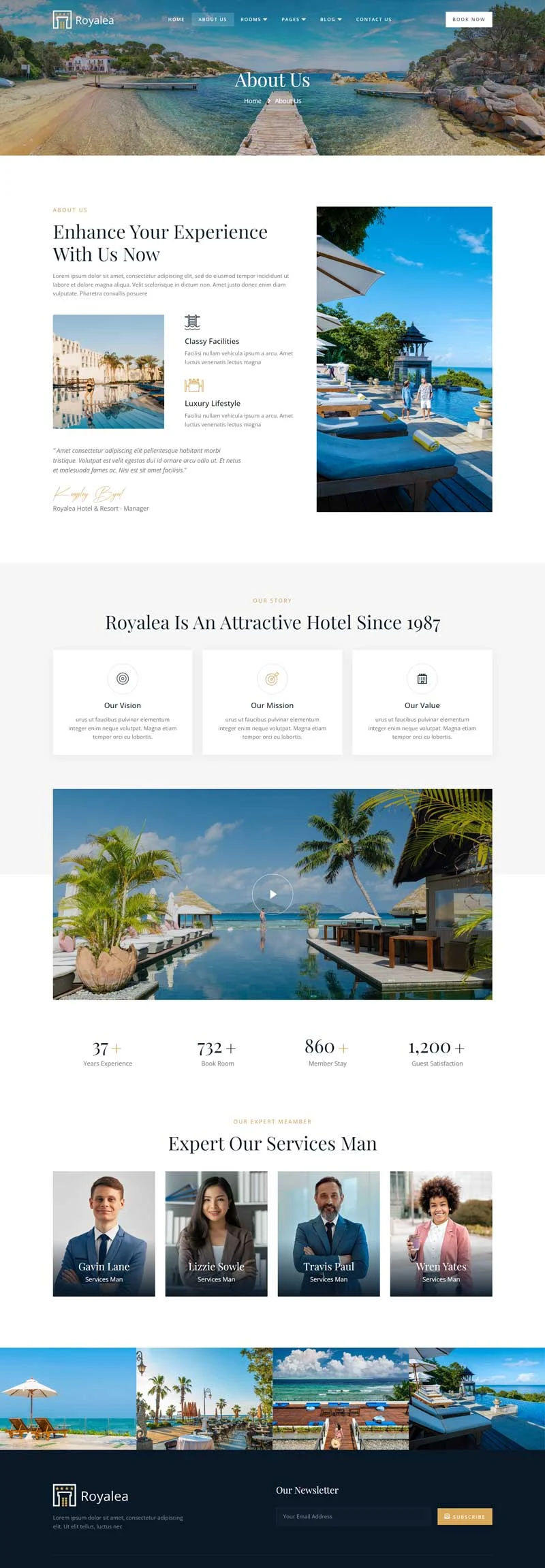 海滨豪华度假村Elementor网站模板_一键导入快速建站插图7-WP资源海 旅馆/酒店 Elementor 模板关于我们预览
