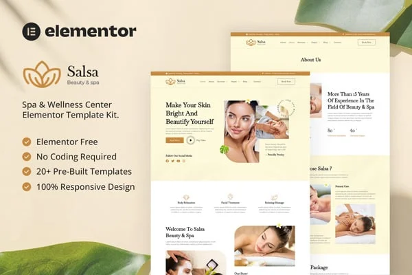 美容spa会所Elementor网站模板_一键导入快速建站插图-WP资源海 美容/美发 Elementor 网站模板封面