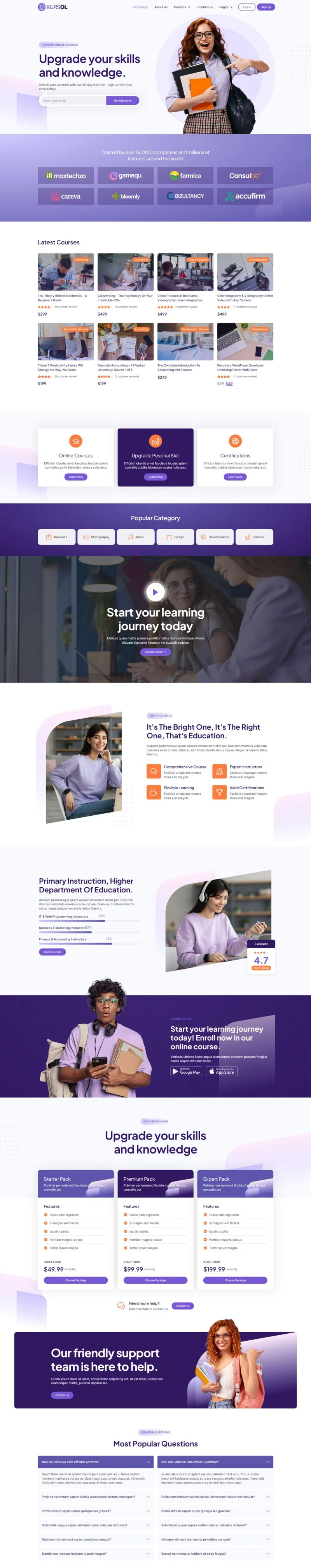 教育/培训 Elementor 模板首页预览
