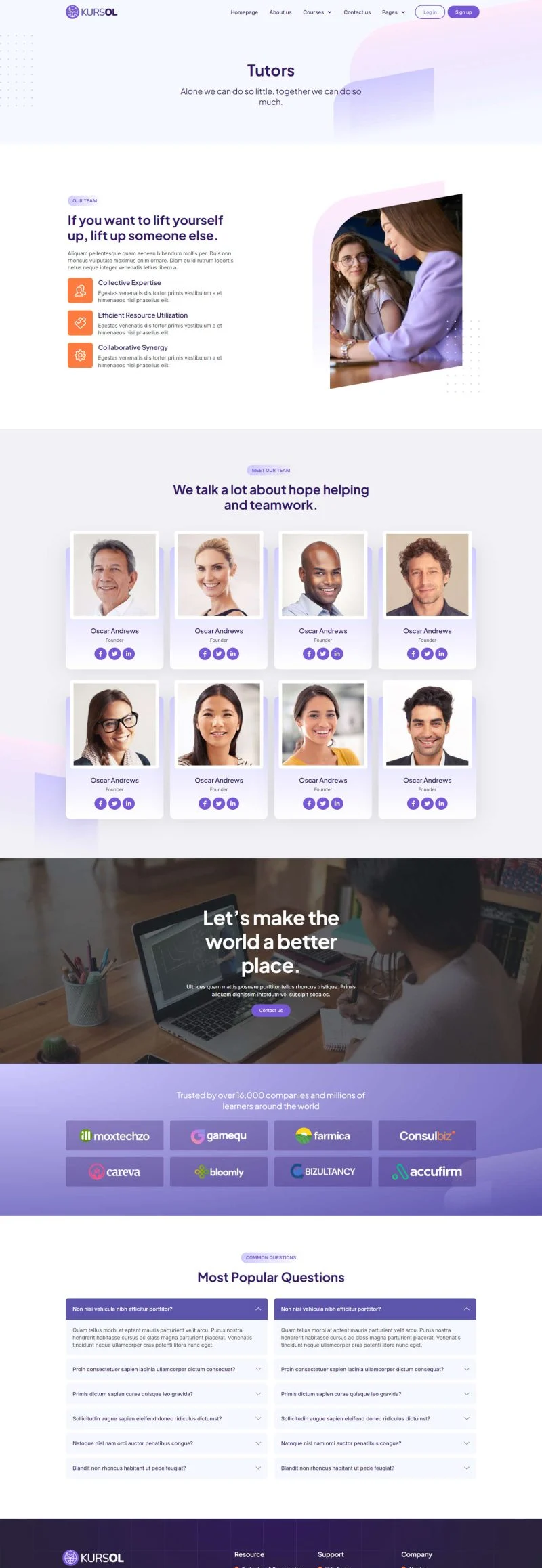 教育/培训 Elementor 模板师资页面预览