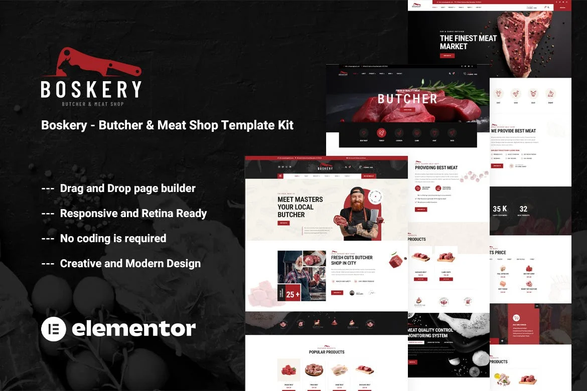 生鲜肉店Elementor网站模板_一键导入快速建站插图-WP资源海 门店 Elementor 网站模板封面