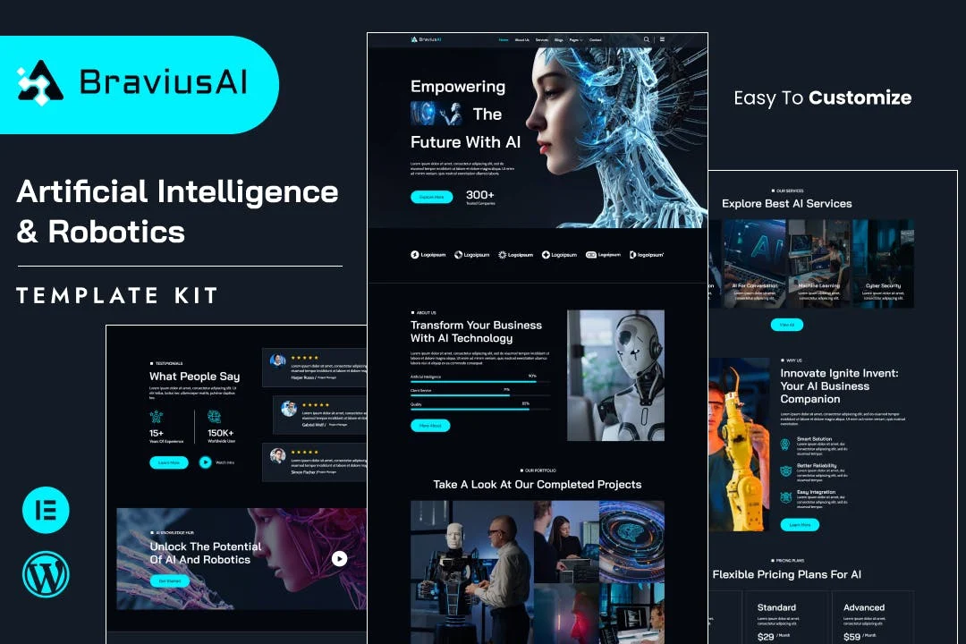 AI与机器人Elementor网站模板_一键导入快速建站插图-WP资源海 AI Elementor 网站模板封面