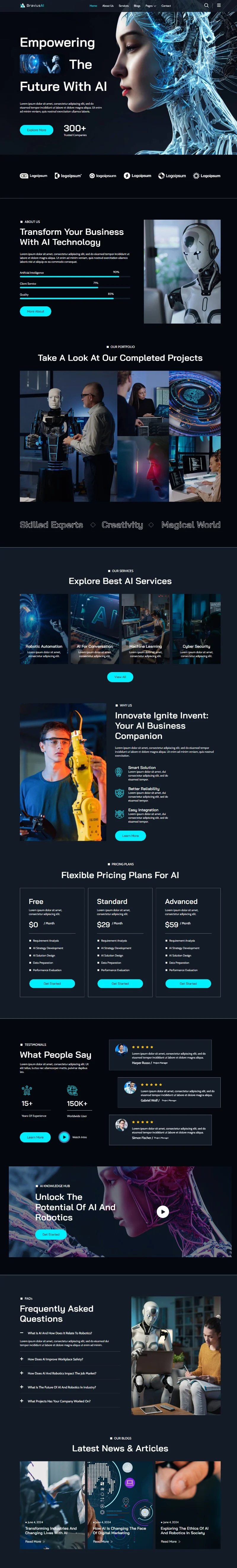 AI与机器人Elementor网站模板_一键导入快速建站插图1-WP资源海 AI Elementor 模板首页预览
