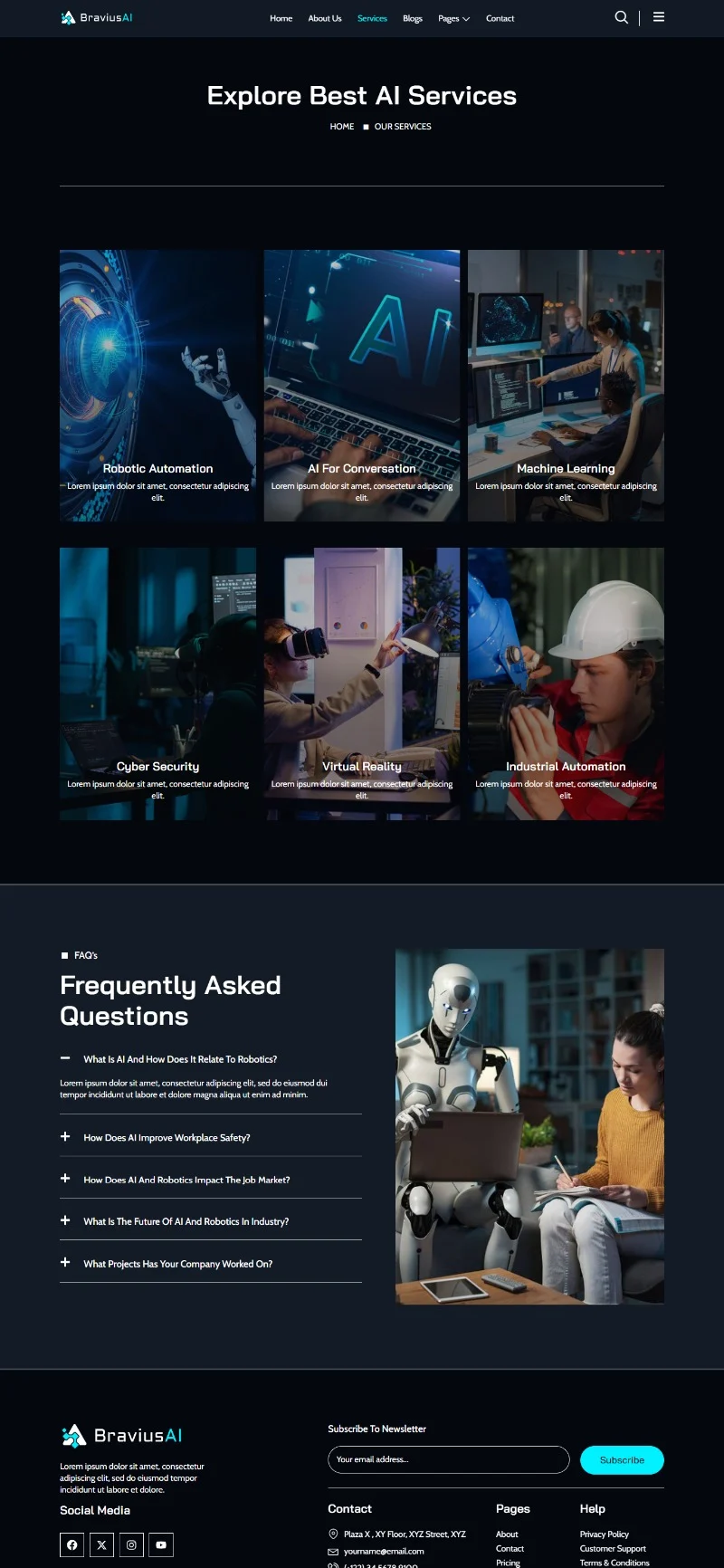 AI与机器人Elementor网站模板_一键导入快速建站插图4-WP资源海 AI Elementor 模板服务页面预览