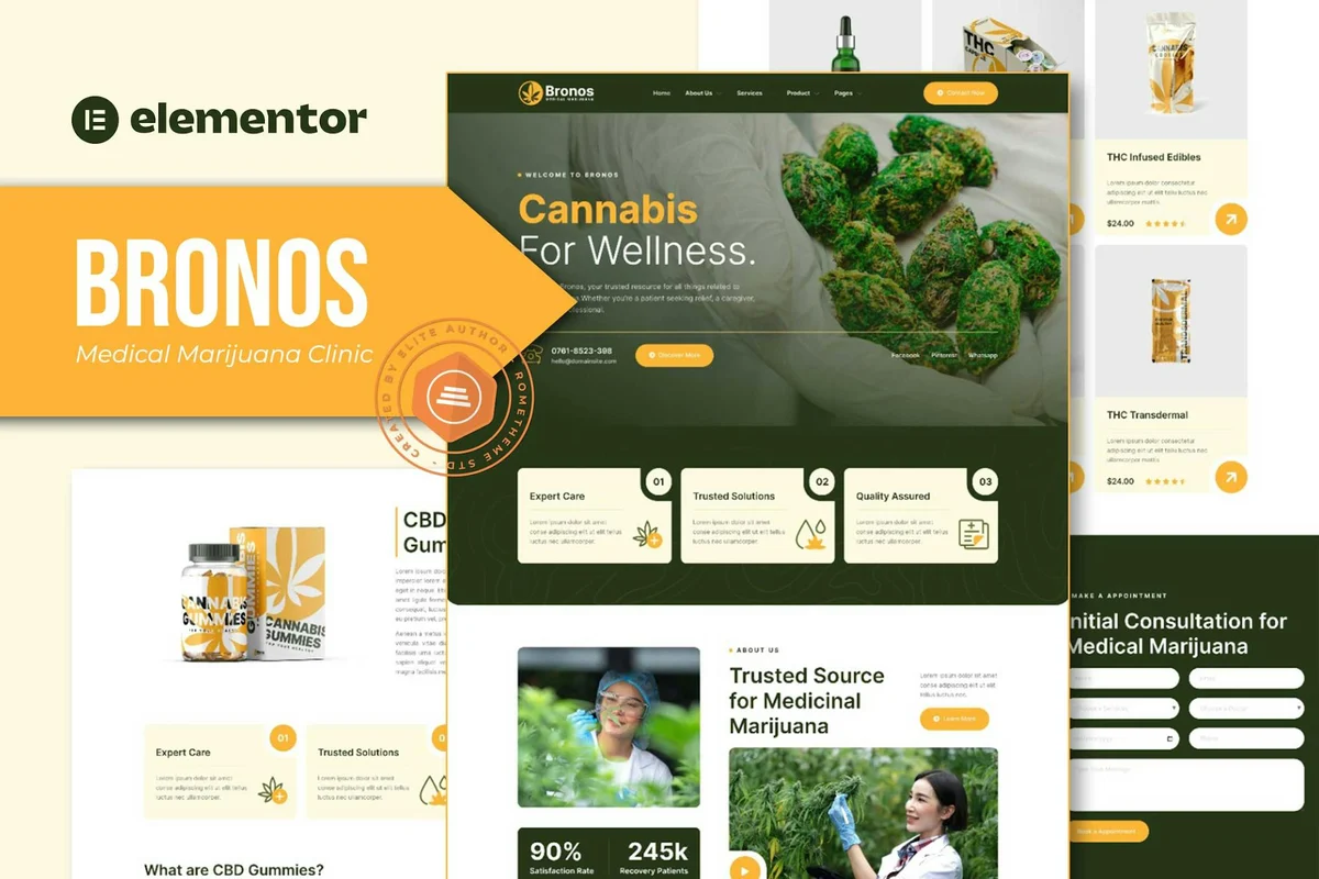 医用大麻健康服务Elementor网站模板_一键导入快速建站插图-WP资源海 健康/医药 Elementor 网站模板封面