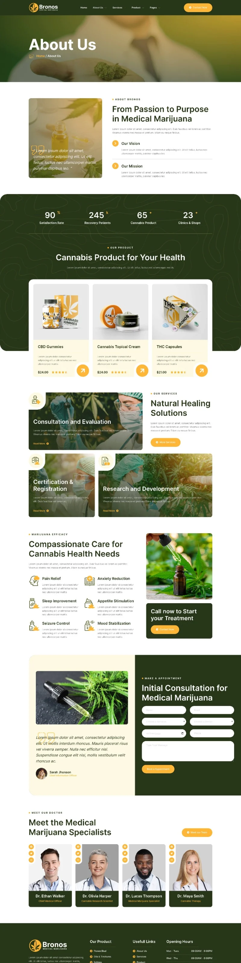 医用大麻健康服务Elementor网站模板_一键导入快速建站插图2-WP资源海 健康/医药 Elementor 模板关于我们预览
