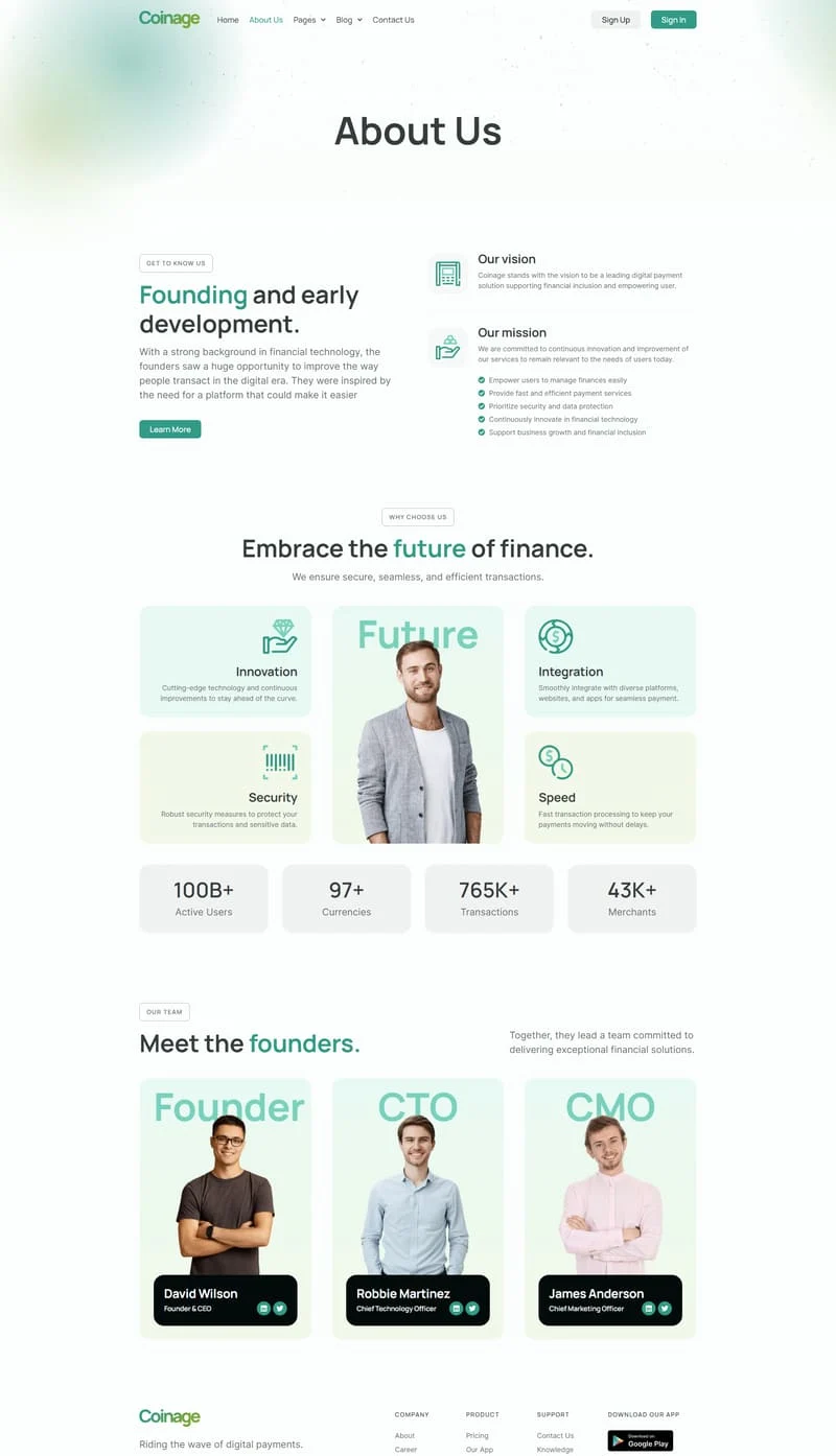 金融/投资 Elementor 模板关于我们预览