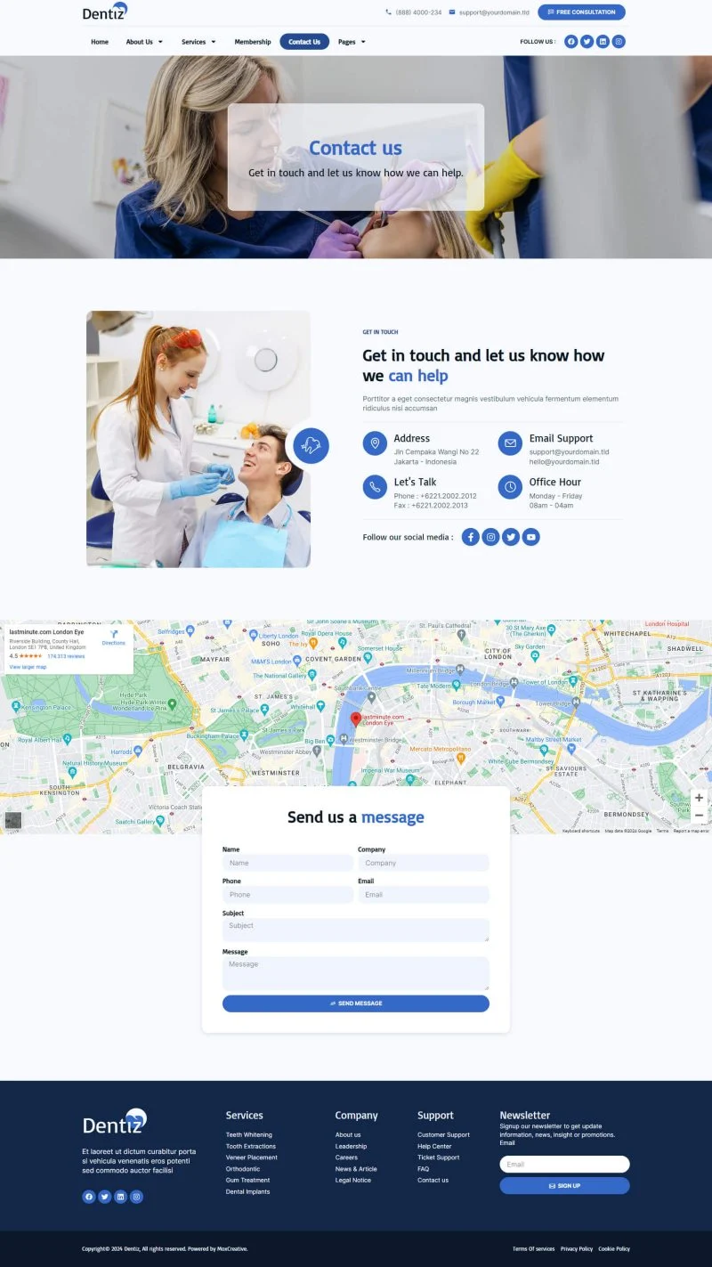 健康/医药 Elementor 模板联系页面预览