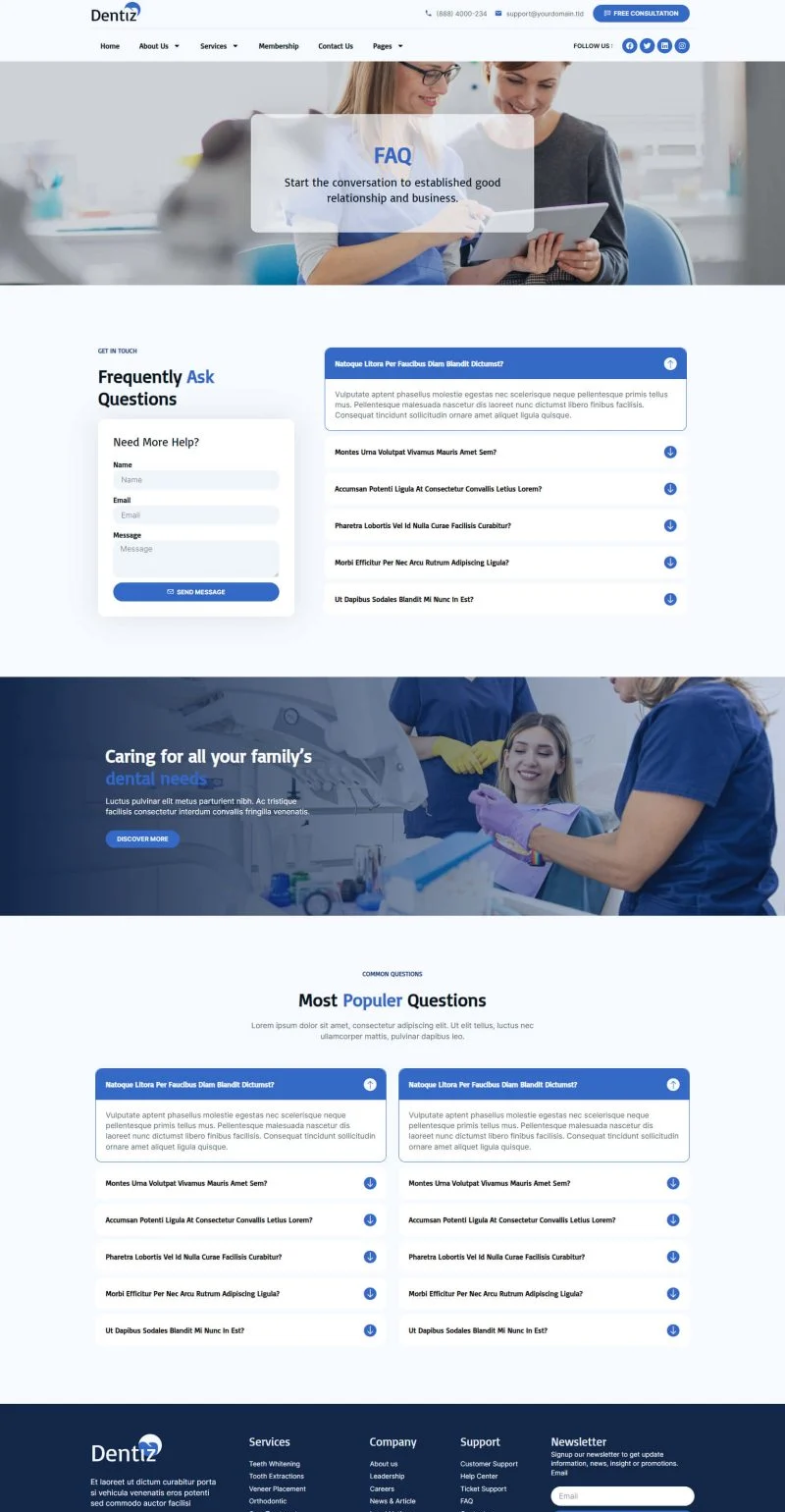 健康/医药 Elementor 模板常见问题预览