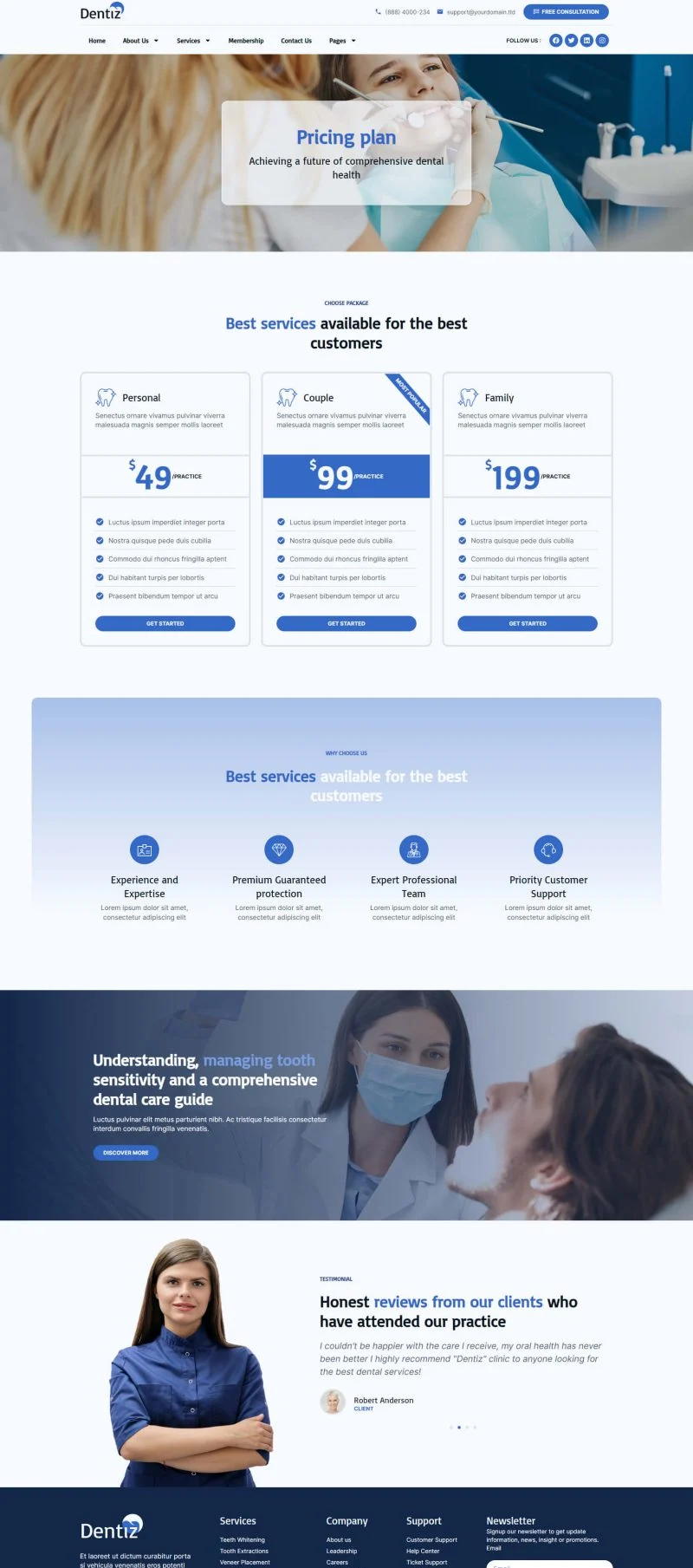 健康/医药 Elementor 模板价格页面预览