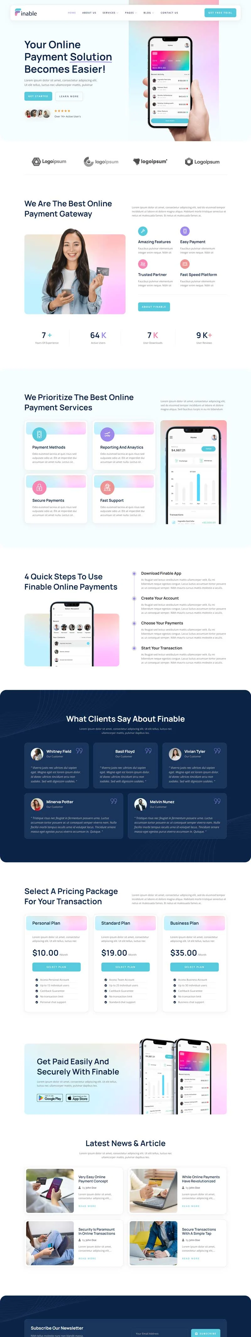 金融/投资 Elementor 模板首页预览