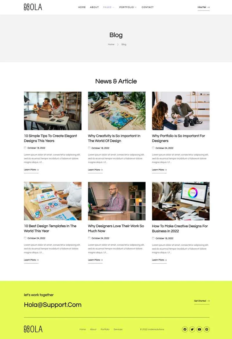 设计师主页Elementor网站模板_一键导入快速建站插图7-WP资源海 个人 Elementor 模板博客页面预览