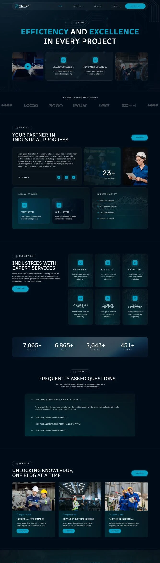 工业/工厂 Elementor 模板首页预览
