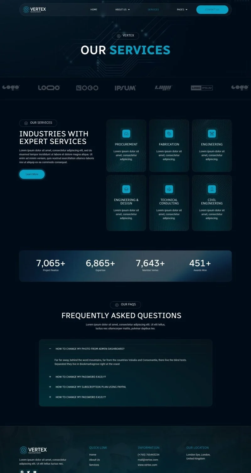 工业/工厂 Elementor 模板服务页面预览