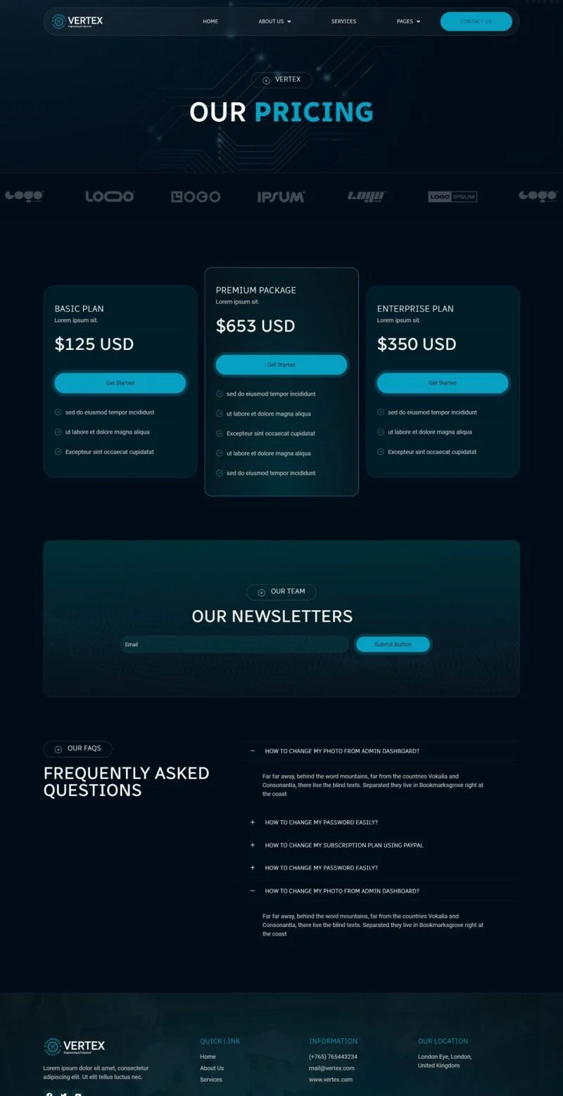 工业/工厂 Elementor 模板价格页面预览