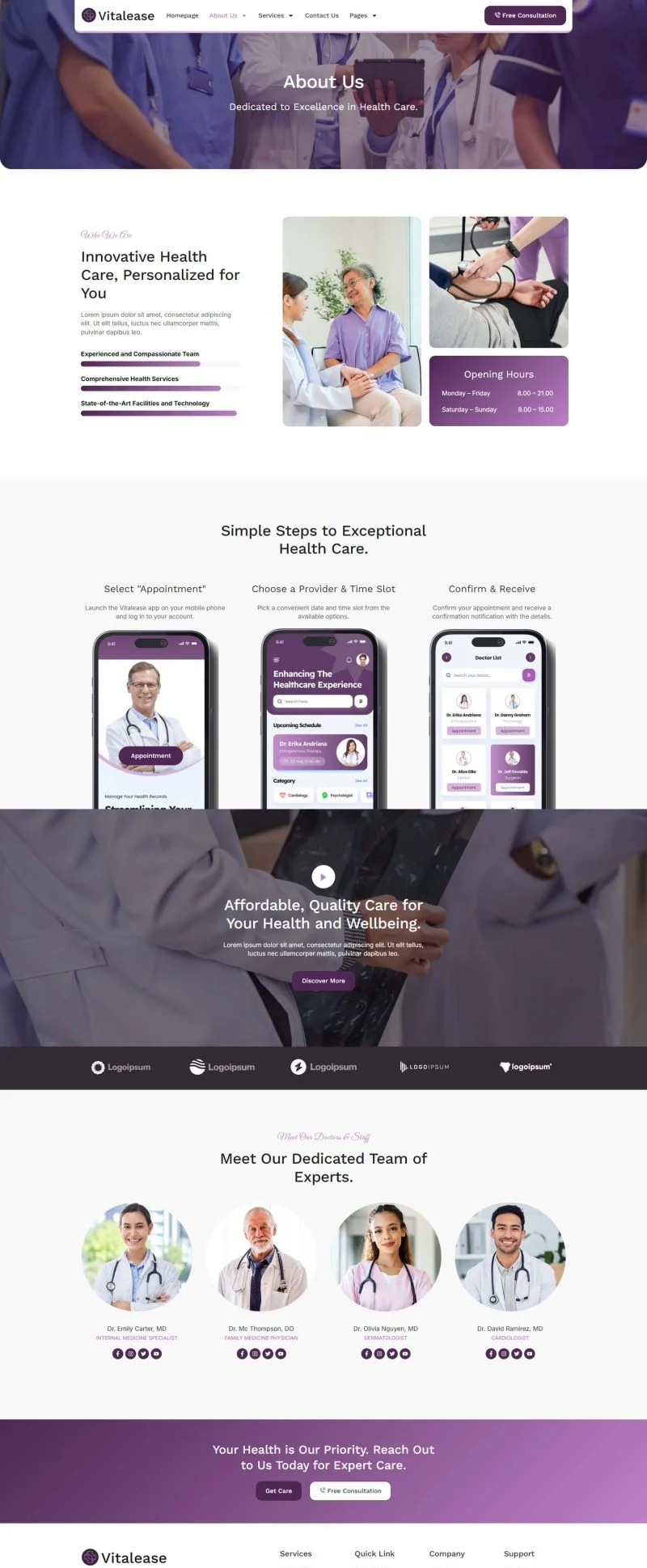 健康/医药 Elementor 模板关于我们预览