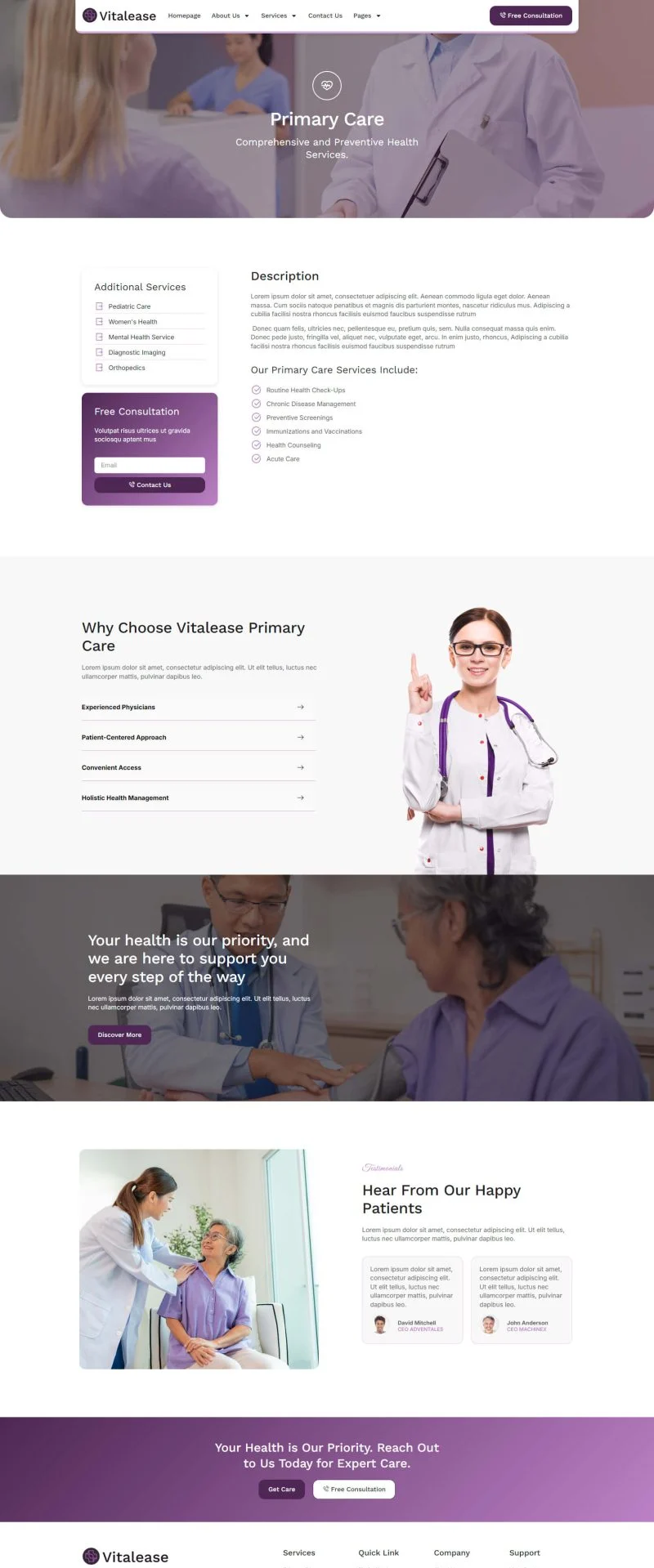 健康/医药 Elementor 模板服务详情预览
