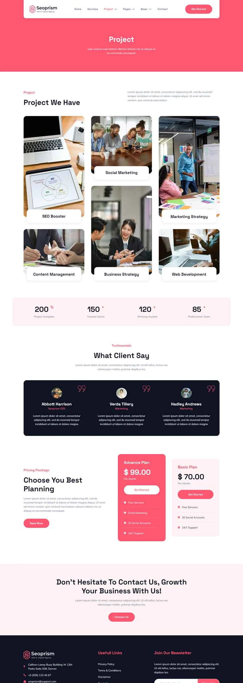 广告/营销 Elementor 模板项目案例预览