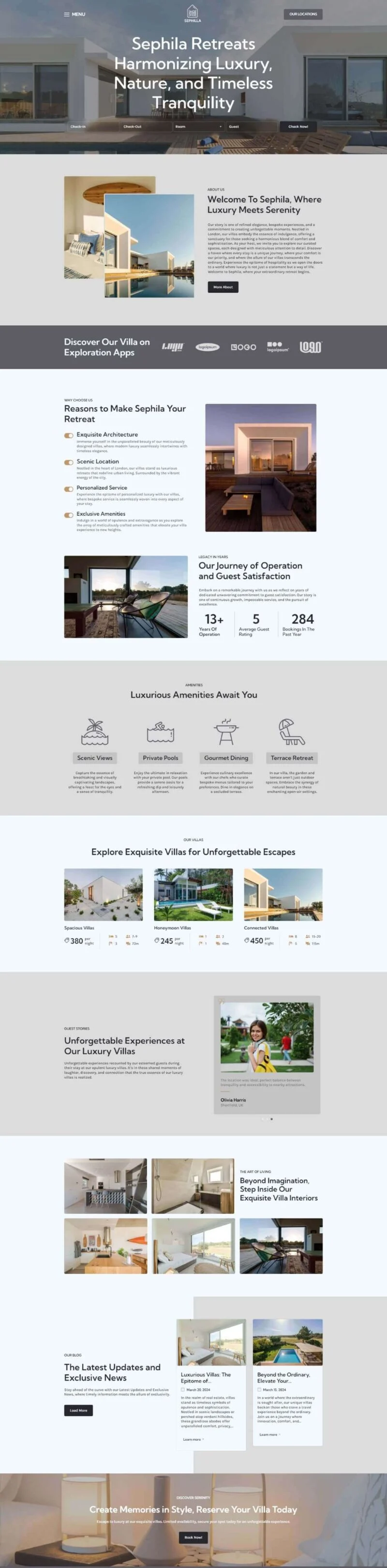 旅馆/酒店 Elementor 模板首页预览