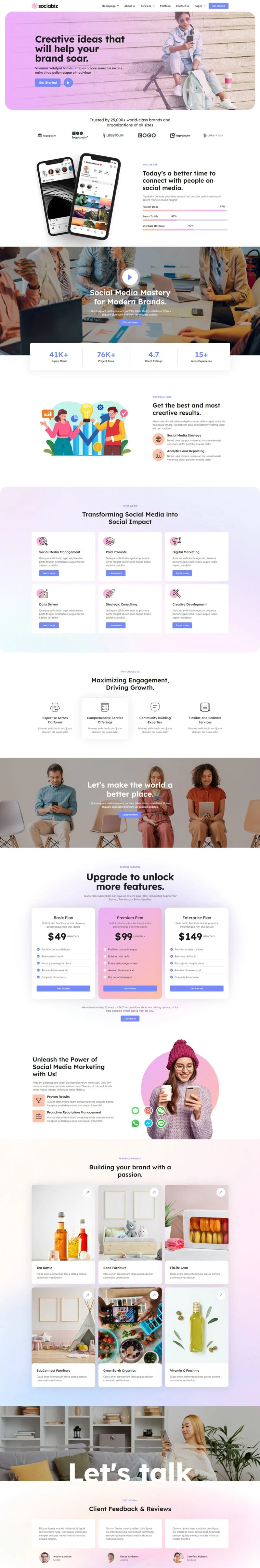 广告/营销 Elementor 模板首页预览