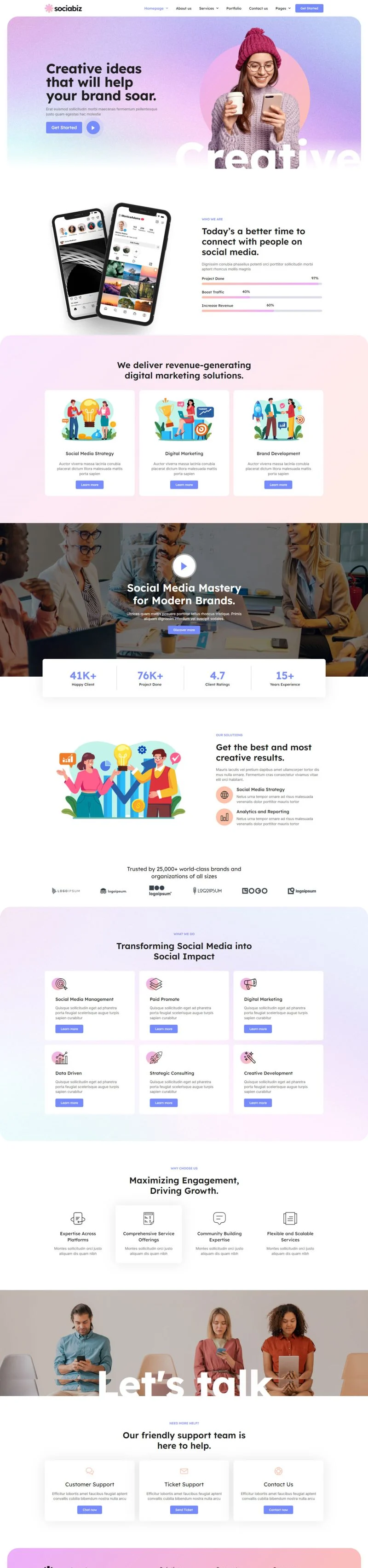 广告/营销 Elementor 模板首页预览