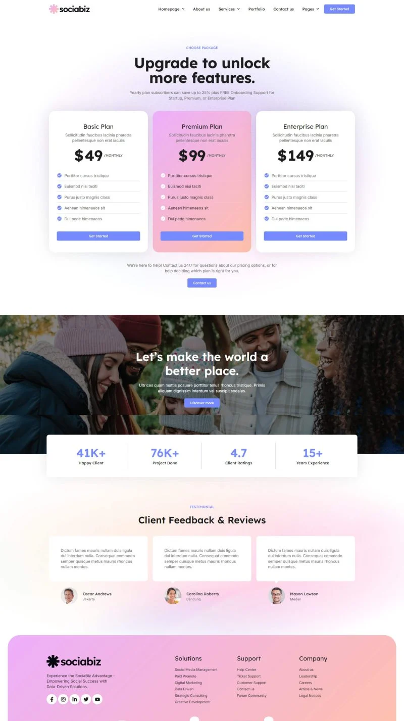 广告/营销 Elementor 模板价格页面预览