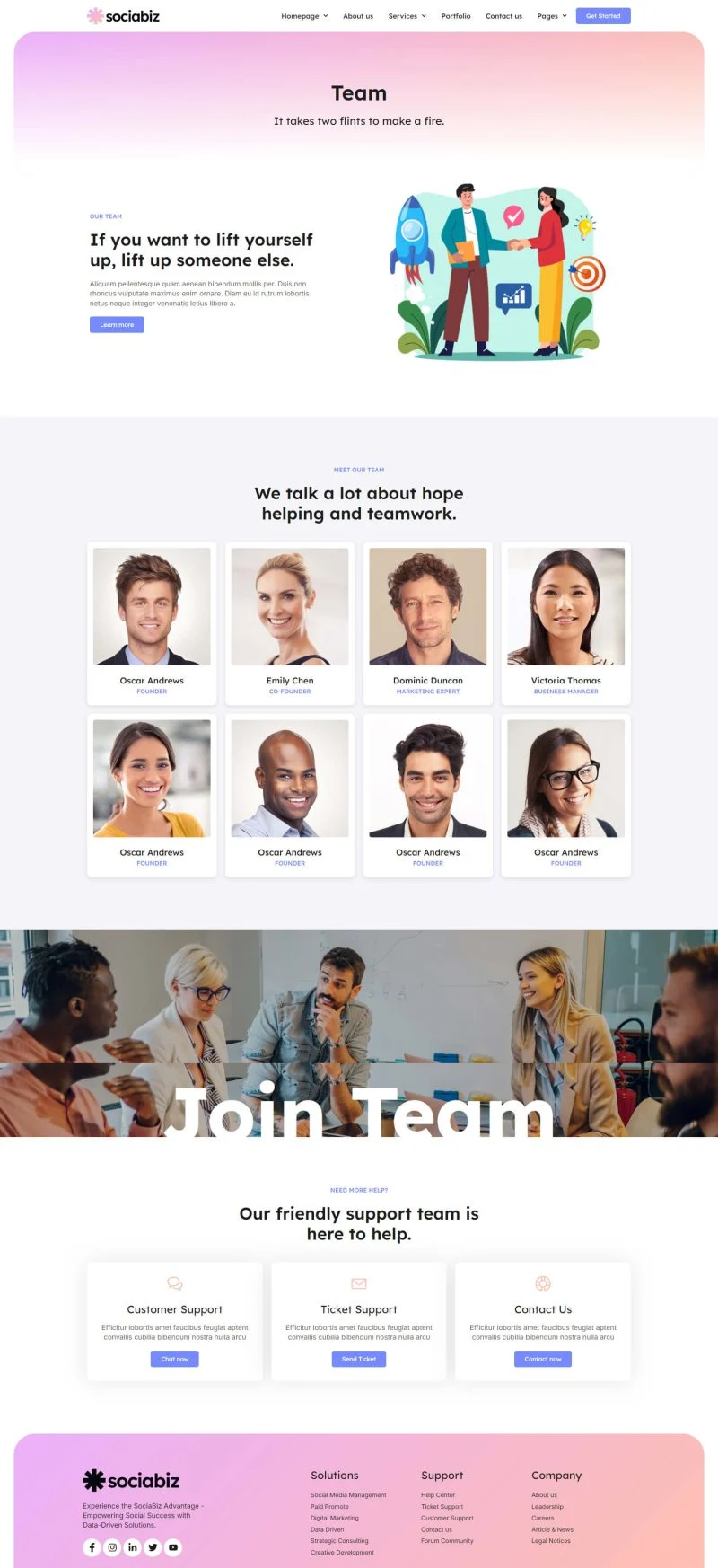 广告/营销 Elementor 模板团队页面预览