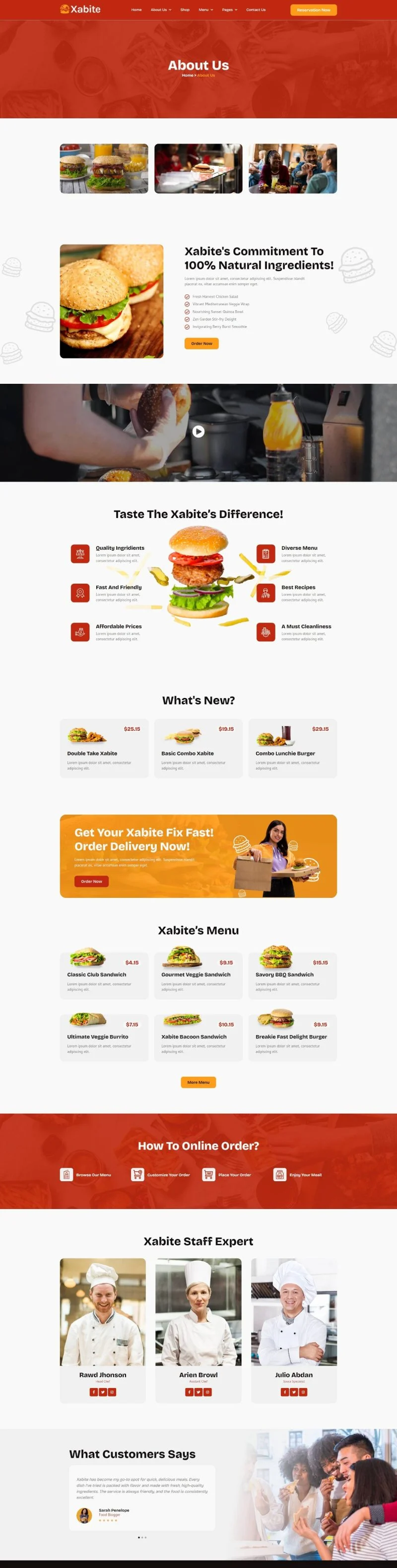 餐饮/食品 Elementor 模板关于我们预览