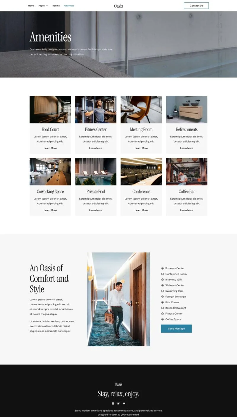 滨海度假酒店Elementor网站模板_一键导入快速建站插图3-WP资源海 旅馆/酒店 Elementor 模板设施服务预览