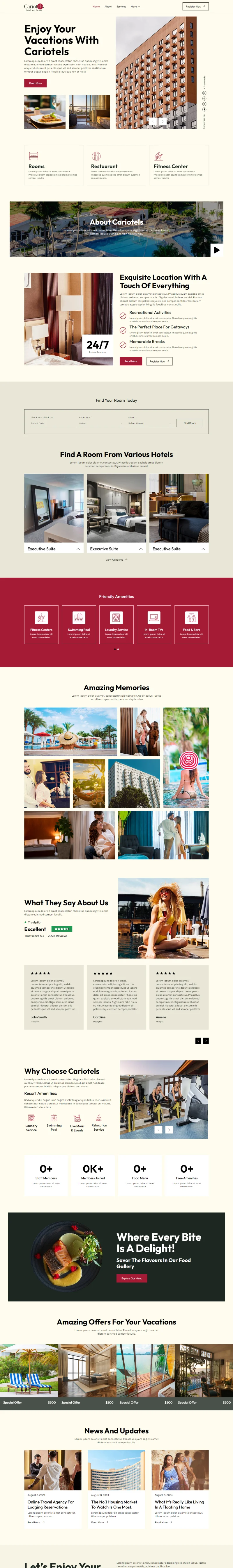 奢华度假村Elementor网站模板_一键导入快速建站插图1-WP资源海 旅馆/酒店 Elementor 模板首页预览