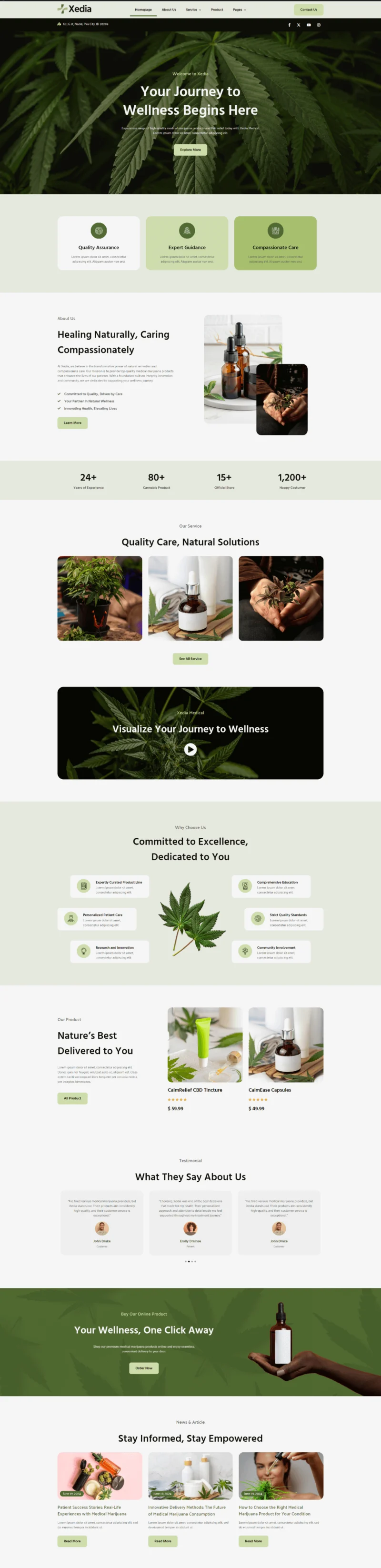 医疗大麻Elementor网站模板_一键导入快速建站插图1-WP资源海 健康/医药 Elementor 模板首页预览