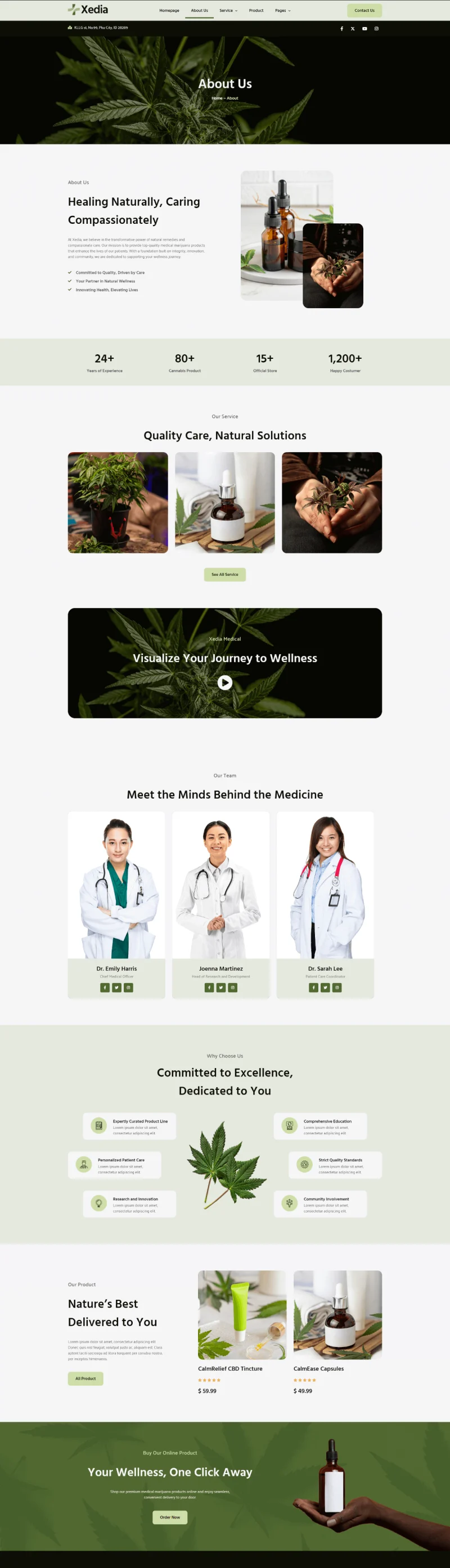 医疗大麻Elementor网站模板_一键导入快速建站插图2-WP资源海 健康/医药 Elementor 模板关于我们预览