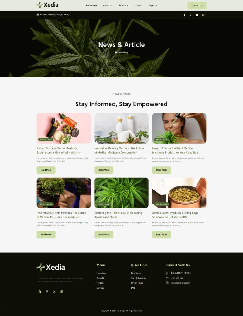 医疗大麻Elementor网站模板_一键导入快速建站插图4-WP资源海 健康/医药 Elementor 模板新闻文章预览