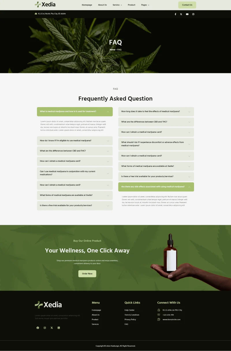 医疗大麻Elementor网站模板_一键导入快速建站插图7-WP资源海 健康/医药 Elementor 模板常见问题预览