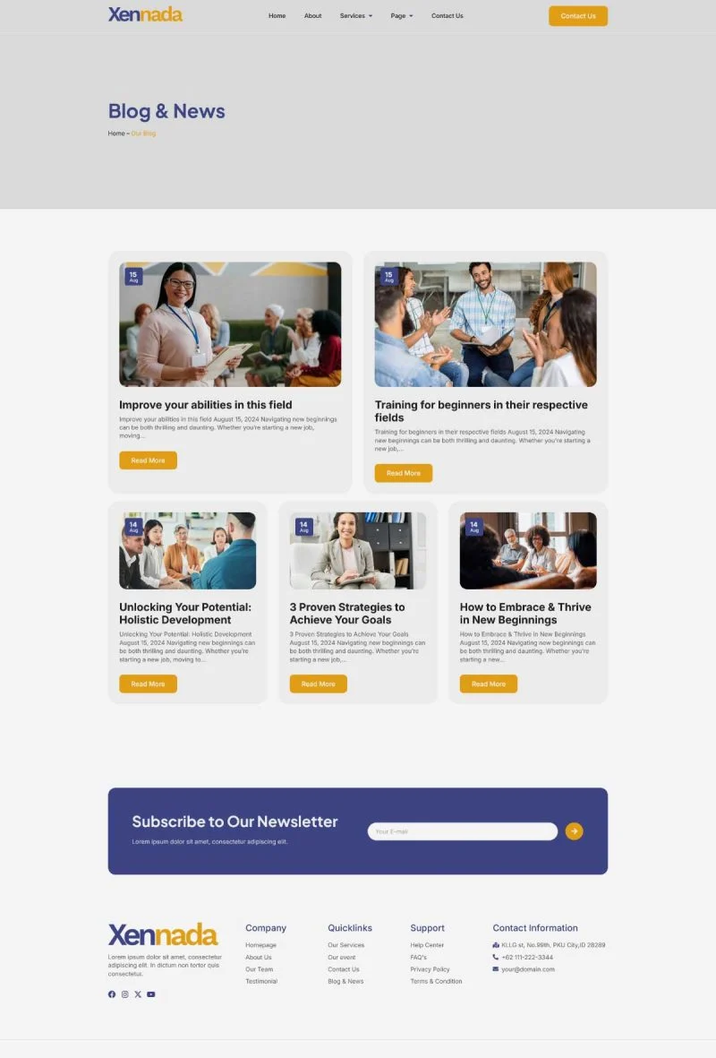 服务/咨询 Elementor 模板博客页面预览