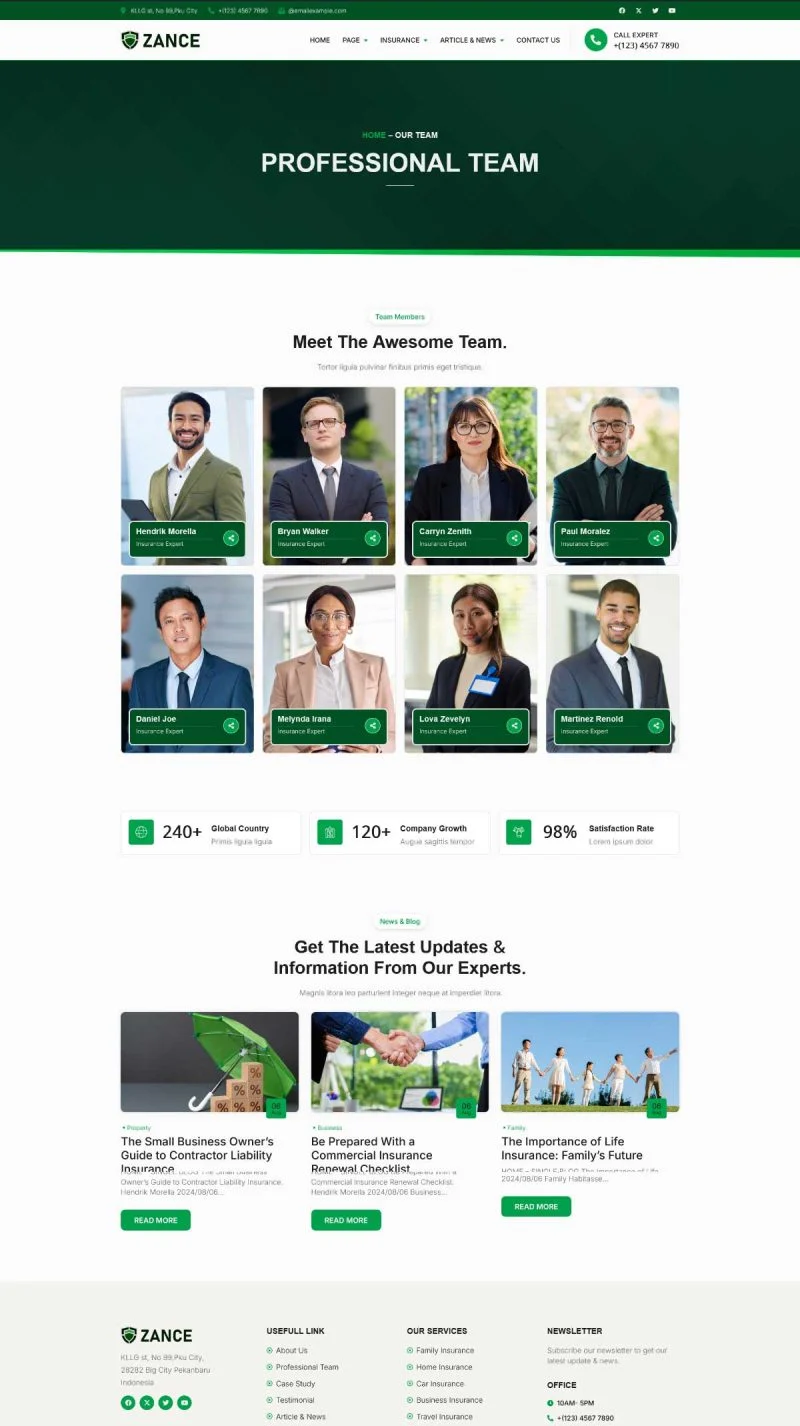 金融/投资 Elementor 模板团队页面预览