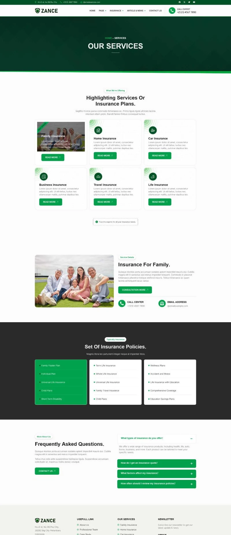 金融/投资 Elementor 模板服务页面预览