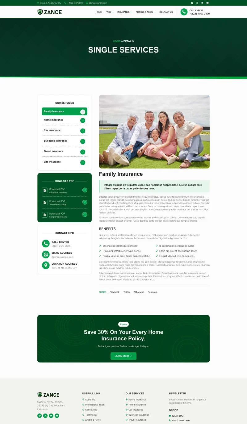 金融/投资 Elementor 模板服务详情预览