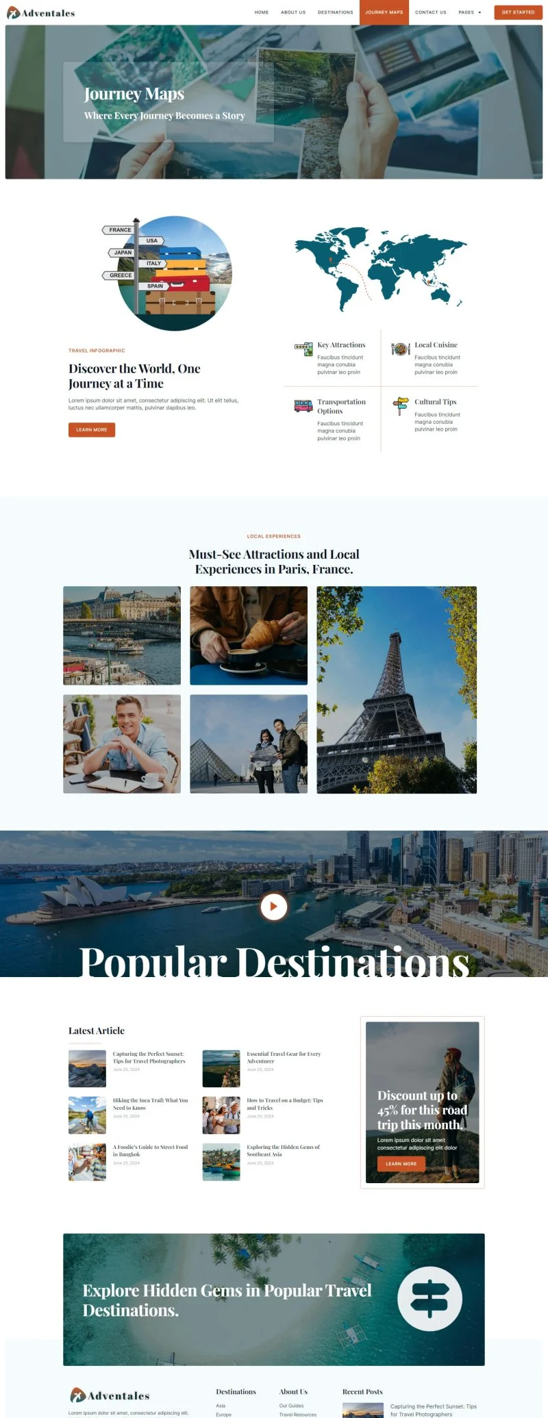 旅行博客Elementor网站模板_一键导入快速建站插图6-WP资源海 户外/旅行 Elementor 模板旅途路线预览