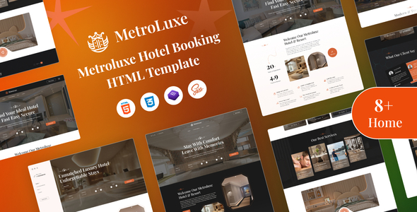 Metroluxe 酒店预订 HTML 模板